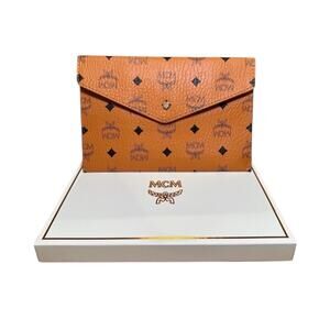 MCM Envelope Pouch Clutch Cognac Visetos Novelty GWP NEW Box